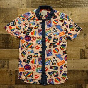 Trinity Collective Pride Print Button-Up Shirt Women's Small Multicolor Equality